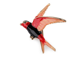 Broszka Ptak Ptaszek Pin Emalia Kolorowy CZERWONY nr4