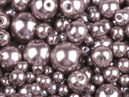 Szklane woskowane perły mix 4-12 mm 50g FIOLET
