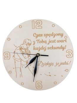 Zegar Drewniany, Walentynki, Dzień Kobiet 25cm