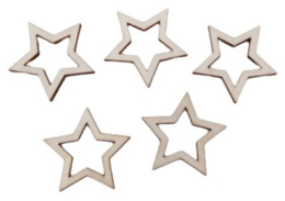 Gwiazdki Gwiazdy Scrapki ze sklejki 3,5cm 5szt.